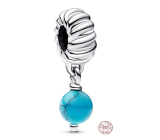 Charm Sterlingové stříbro 925 Mini medailon Tyrkysově zbarvený visací, přívěsek na náramek symbol