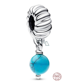 Charm Sterlingové stříbro 925 Mini medailon Tyrkysově zbarvený visací, přívěsek na náramek symbol