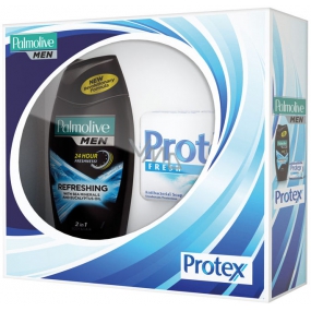 Palmolive Men Protex Fresh tuhé mýdlo 90 g + Refreshing sprchový gel 250 ml, dezinfekční kosmetická sada