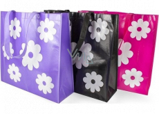 RSW Nákupní taška s potiskem Květiny fialová 43 x 40 x 13 cm