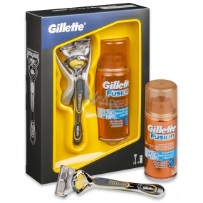 Gillette Fusion Proshield holicí strojek + náhradní hlavice 1 kus + gel na holení 75 ml, kosmetická sada, pro muže
