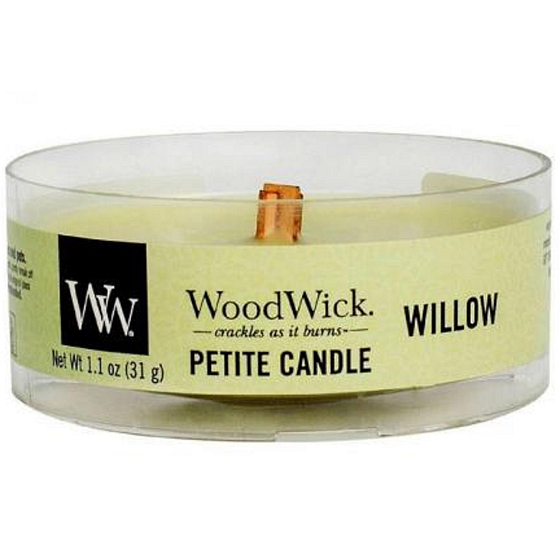 WoodWick Willow - Vrbové květy vonná svíčka s dřevěným knotem petite 31 g