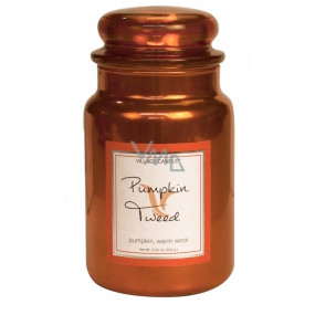 Village Candle Hřejivá dýně - Pumpkin Tweed vonná svíčka ve skle 2 knoty 602 g