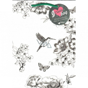 Ditipo Dárková papírová taška 21,8 x 29 x 10 cm Kreativ bílá kolibřík květy-zelené ucho