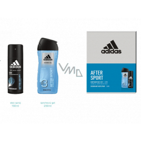 Adidas After Sport deodorant sprej pro muže 150 ml + 3v1 sprchový gel na tělo, vlasy a tvář 250 ml, kosmetická sada