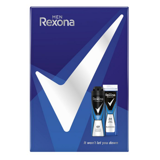 Rexona Men Cobalt antiperspirant deodorant sprej 150 ml + sprchový gel 250 ml, kosmetická sada pro muže