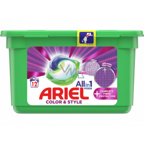 Ariel All in 1 Pods Color & Style Complete Fiberer Protection gelové kapsle na praní barevného prádla 12 kusů 302,4 g