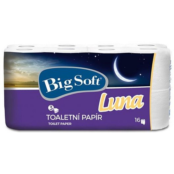 Big Soft Luna toaletní papír bílý 3 vrstvý 160 útržků 16 kusů