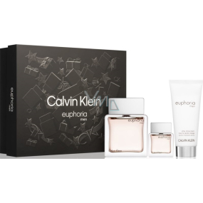 Calvin Klein Euphoria Men toaletní voda 100 ml + toaletní voda 15 ml miniatura + balzám po holení 100 ml, dárková sada pro muže