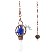 Lapis Lazuli Merkaba kyvadlo + čirý křemen + bronz, přívěsek z přírodního kamene 7,7 cm, řetízek cca 26,5 cm