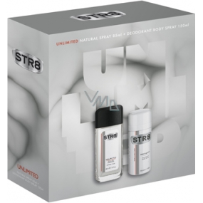 Str8 Unlimited parfémovaný deodorant sklo pro muže 85 ml + deodorant sprej 150 ml, kosmetická sada