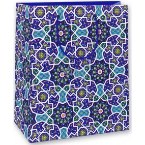 Ditipo Dárková papírová taška 18 x 10 x 22,7 cm modrá, různé obrazce