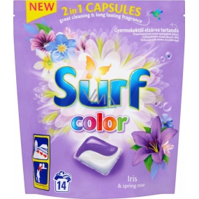 Surf Color Iris & Spring Rose kapsle na praní barevného prádla 14 dávek