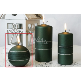 Lima Sparkling svíčka zelená matná koule 80 mm 1 kus