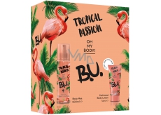B.U. Tropical Passion tělový sprej pro ženy 200 ml + tělové mléko 50 ml, kosmetická sada