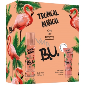 B.U. Tropical Passion tělový sprej pro ženy 200 ml + tělové mléko 50 ml, kosmetická sada