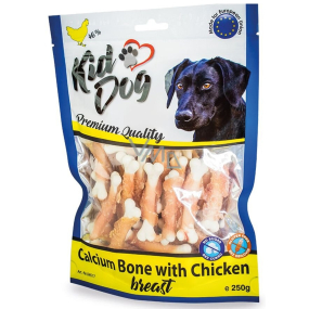 KidDog Calcium bones with chicken breast kuřecí prsa na kalciové kostičce, masová pochoutka pro psy 250 g