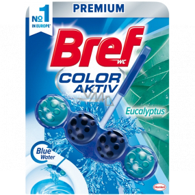 Bref Blue Water Color Aktiv Eucalyptus WC blok pro hygienickou čistotu a svěžest Vaší toalety, obarvuje vodu do modrého odstínu 50 g