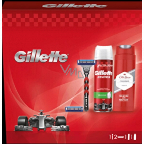 Gillette Mach3 Turbo holicí strojek + náhradní hlavice 2 kusy + pěna na holení 250 ml + Old Spice Original sprchový gel 250 ml, kosmetická sada pro muže