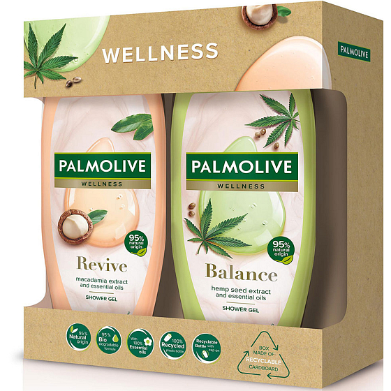 Palmolive Wellness Revive sprchový gel 500 ml + Wellness Balance sprchový gel 500 ml, kosmetická sada pro ženy