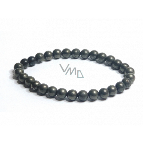Pyrit náramek elastický přírodní kámen, kulička 6 mm / 16 - 17 cm, mistr sebevědomí a hojnosti