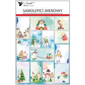 Vánoční samolepicí jmenovky na dárky Kreslené Santa 20,5 x 31,5 cm 26 kusů
