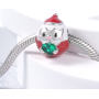 Charm Sterlingové stříbro 925 Santa a zelené srdce, korálek na náramek Vánoce