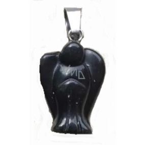 Obsidian černý Anděl strážný přívěsek přírodní kámen 2 - 2,2 cm, kámen záchrany