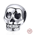 Charm Sterlingové stříbro 925 Lebka se zuby zirkonu, korálek na náramek Halloween