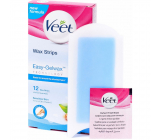 Veet Easy-Gel Studené voskové pásky pro citlivou pokožku a vitamín E a mandlový olejem 12 + 2 kusy