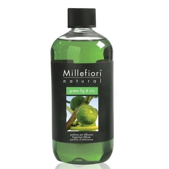 Millefiori Milano Natural Green Fig & Iris - Zelený fík a Kosatec Náplň difuzéru pro vonná stébla 250 ml