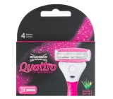 Wilkinson Sword Quattro for Woman Aloe & Vitamín E náhradní hlavice se 4 břity a mřížkou pro ženy 3 kusy