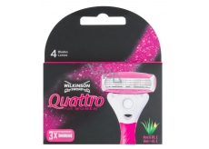 Wilkinson Sword Quattro for Woman Aloe & Vitamín E náhradní hlavice se 4 břity a mřížkou pro ženy 3 kusy