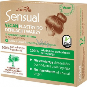 Joanna Sensual Vegan depilační pásky na obličej pro citlivou pleť 12 kusů