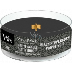 WoodWick Black Peppercorn - Černé zrnko pepře vonná svíčka s dřevěným knotem petite 31 g