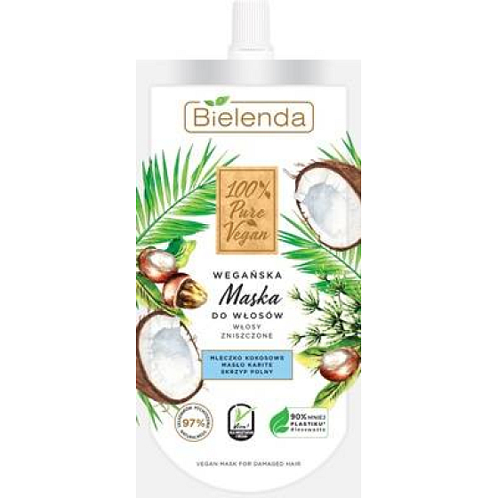 Bielenda 100% Pure Vegan Kokosové mléko + Karité maska na poškozené vlasy 125 ml