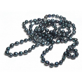 Perla černá přírodní nepravidelná náhrdelník 160 cm, symbol krásy, symbol ženskosti, přináší obdiv