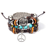Kožený vícevrstvý náramek, symbol křídlo anděla + Hippies, nastavitelná velikost