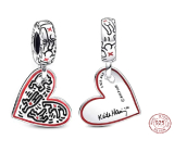 Charm Sterlingové stříbro 925 Keith Haring srdce Umění linek, lidé a srdce, přívěsek na náramek