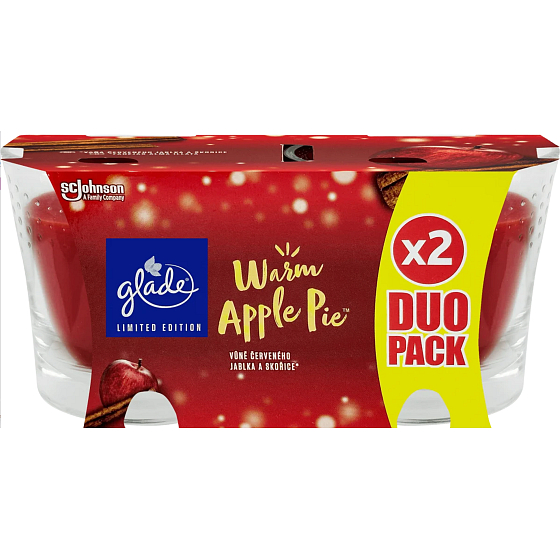 Glade Warm Apple Pie s vůní červeného jablka a skořice vonná svíčka ve skle, doba hoření až 38 hodin 2 x 129 g