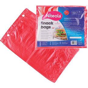 Niteola svačinové sáčky, HDPE, 20 × 30 cm, síla 12 µ, červené, 50 ks