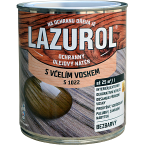 LAZUROL ochranný olejový nátěr s včelím voskem S1022, bezbarvý, 750 ml LAZUROL ochranný olejový nátěr s včelím voskem S1022, bezbarvý, 750 ml