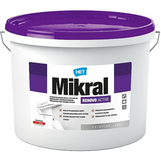 Het Mikral Renovo Active silikonová fasádní barva, bílá 15 kg