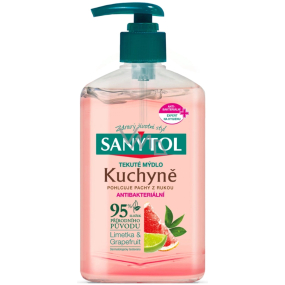 Sanytol Růžový grapefruit & Svěží citrón antibakteriální mýdlo na ruce do kuchyně 250 ml s dávkovačem