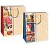 Ditipo Dárková papírová taška 26,4 x 13,6 x 32,7 cm béžová - auto, hodinky, kuželky