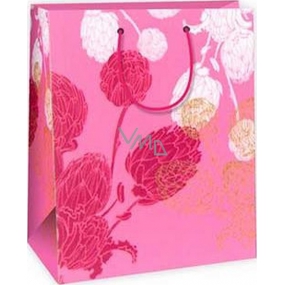 Ditipo Dárková papírová taška 26,4 x 13,7 x 32,4 cm růžová, růžovobílá poupata AB