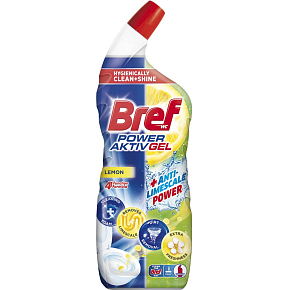 Bref WC gel Power Aktiv Gel Lemon s osvěžovačem, 700 ml