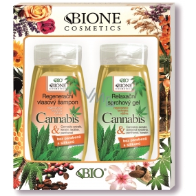 Bione Cosmetics Cannabis regenerační šampon na vlasy 260 ml + relaxační sprchový gel 260 ml, kosmetická sada