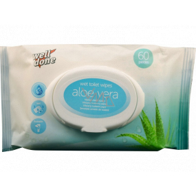 Well Done Wet Toilet Wipes Aloe Vera vlhčený toaletní papír s vůní Aloe Vera 60 kusů