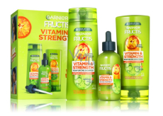 Garnier Fructis Vitamin & Strength šampon pro slabé vlasy s tendencí vypadávat 250 ml + kondicionér pro slabé vlasy s tendencí vypadávat 200 ml + sérum proti vypadávání vlasů 125 ml, kosmetická sada